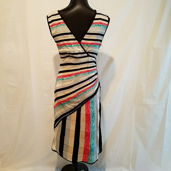 Linea Domani NWT Striped Knit V-neck Multicolored Sleeveless Dress Size S - Picture 4 of 6